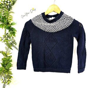 Tucker Tate Kids Cotton Knit Sweater S Navy Blue & White  Girls Sz S ~ SW103.10